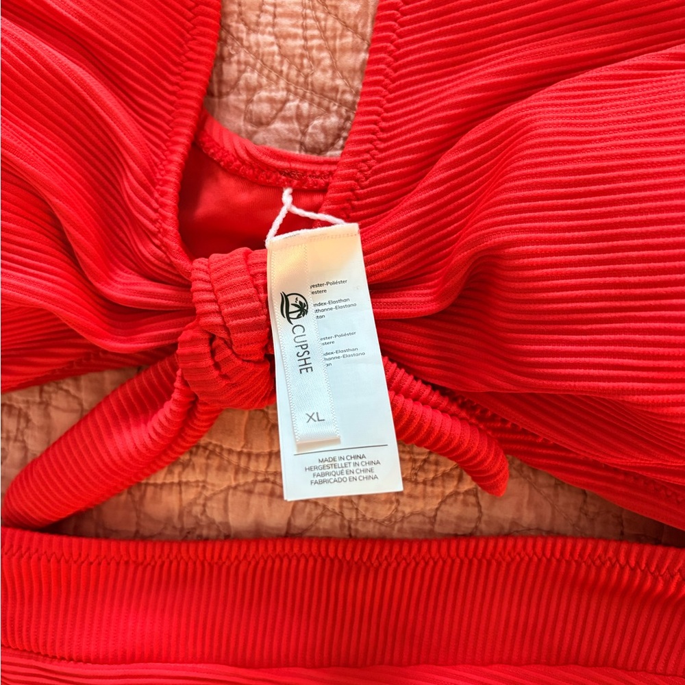 Cupshe Red Ribbed Bikini - Picture 4 of 4